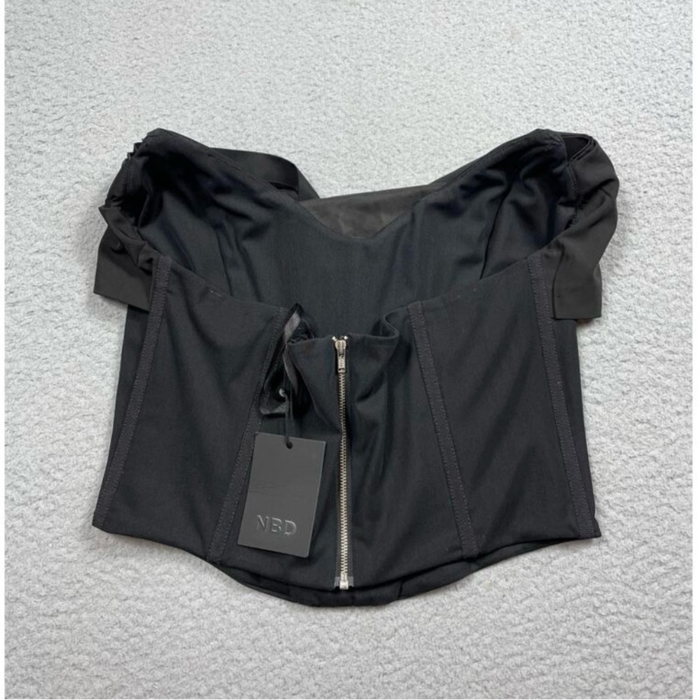 NWT REVOLVE Womens Size L Hailee Bustier Top Black Strapless Draped Corset Boned - Picture 3 of 5